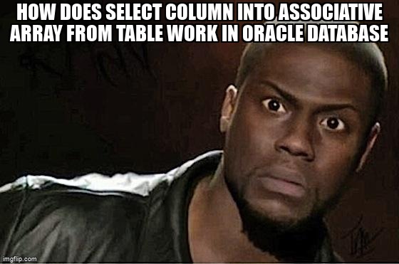 overflow_meme's tweet image. How does select column into associative array from table work in Oracle database stackoverflow.com/questions/7162… #associativearray #sql #oracle