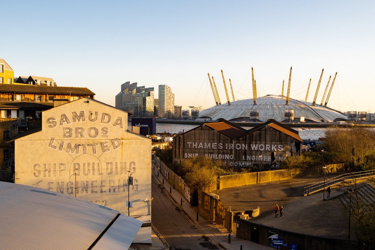 At least they’ve left these old wall signs. Entrance to #trinitybuoywharf from #lowerleacrossing #eastlondon 
#riverthames #o2arena #dusk #landscapephotography #landscape #industrialheritage #exploringlondon #industry