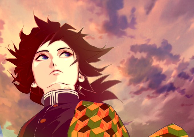 えーちゃんさんがTwitterに投稿した冨岡義勇(鬼滅の刃)のイラスト。