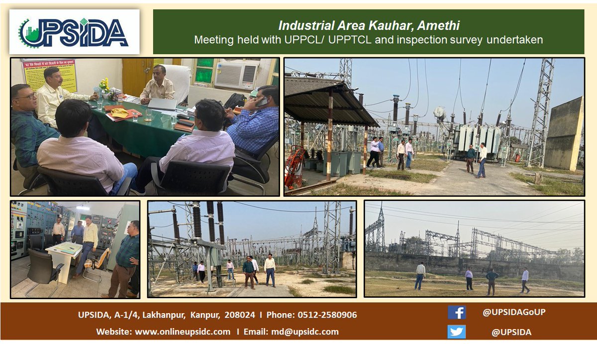 UPSIDA's tweet image. UPSIDA meeting held with UPPCL/ UPPTCL and #inspection #survey undertaken at IA #Kauhar, Ayodhya for provision of 33 KV power supply to allottees

@CMOfficeUP @IIDGoUP @_InvestUP @InfoDeptUP @dmayodhya  @UPPCLLKO