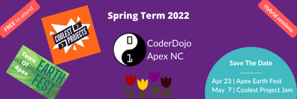 coderdojoapexnc's tweet photo. We ended our Winter term with  a special end of term celebration and mini-hackathon hosted by our NAC Team. Join us for our exciting Spring 🌱🌼Term starting today, 10:30a ET. either in-person Wake Zone Coffee House  (Old Jenks Rd) location or online, if you're remote.
#CoderDojo https://t.co/fUwwJxCjSL