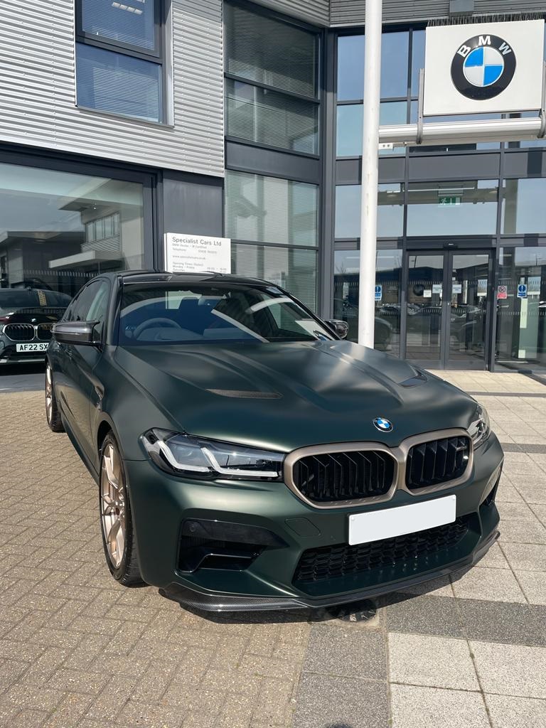 Now available for the first time as a M5 CS model, the BMW M5 delivers everything we love about the BMW M experience, but with more flair and performance than ever before.
 
Seen here in the stunning Frozen Deep Green, this BMW is truly a remarkable model.