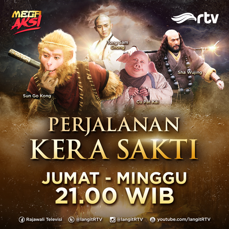langitRTV's tweet photo. Hai guys malam ini kita akan dihibur dengan cerita seru dari Sun Go Kong dan teman-temannya loh. Ini dia PERJALANAN KERA SAKTU, sesaat lagi pkl. 21.00 WIB hanya di RTV Makin Cakep
#kerasakti #Programrtv #sungokong https://t.co/k3eNVhnOfE