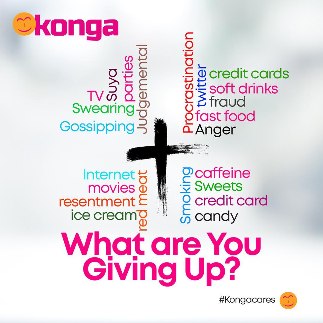 ShopKonga's tweet photo. Are you observing the Lenten fast? Tell us which one of the following you’re dropping.
.
.
#KongaCares #ShopKonga #KongaFreeDelivery https://t.co/LxCphKmlrl