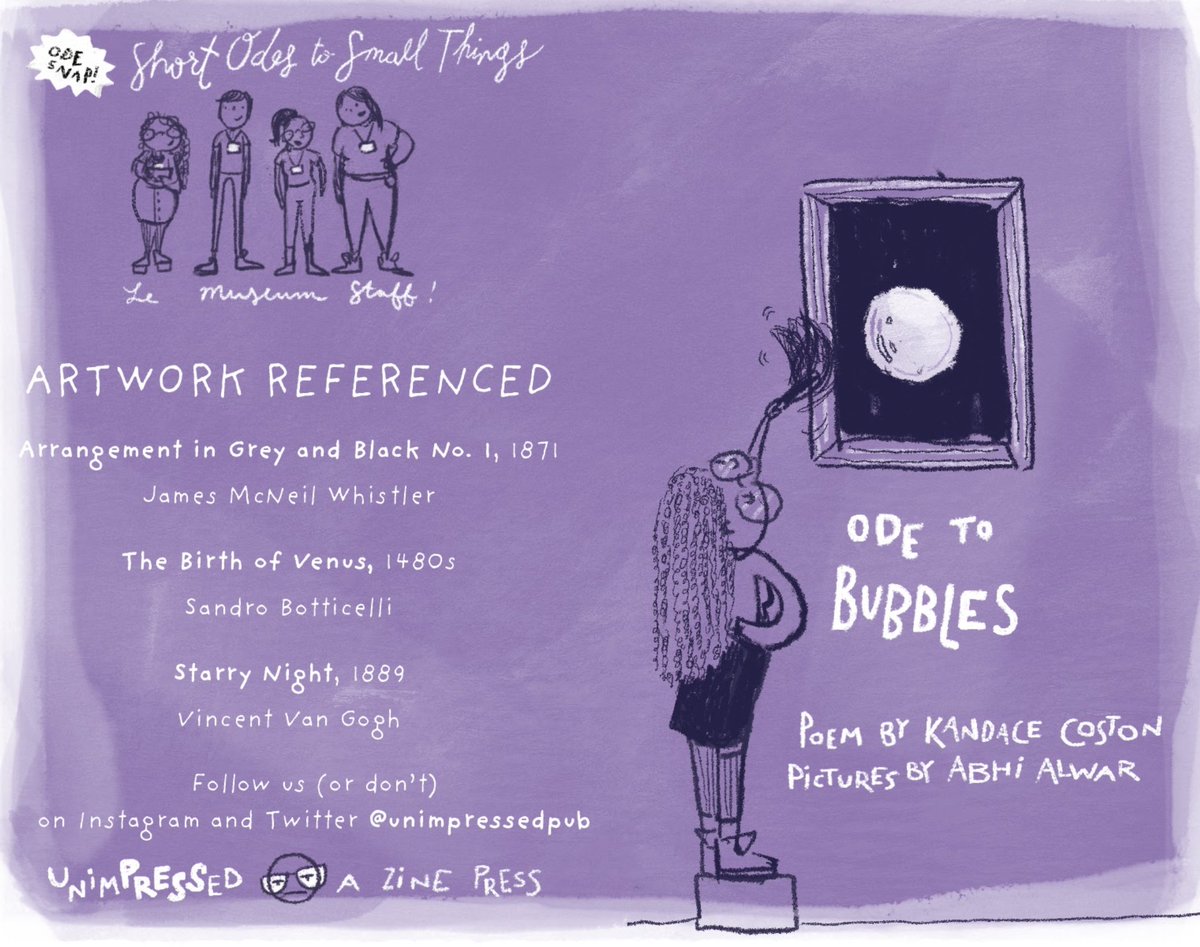 unimpressedpub's tweet photo. Today for #PurpleDay, we're sharing the beautiful cover of our mini zine ODE TO BUBBLES!These poems honor the humble sphere and are a homage to our favorite childhood (and adult!!) activity! 🫧🛀💜
•
•
•
#bubbles #poetry #odes #zinesofinstagram #creatorsofinstagram https://t.co/eoCLVHG9i4