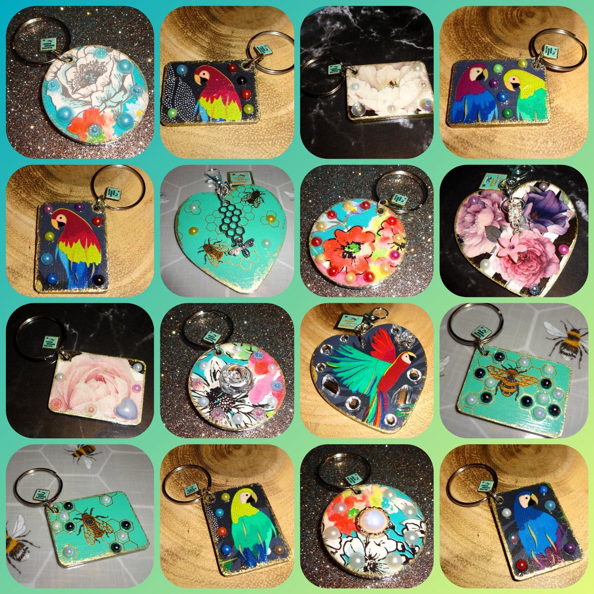 PlayfulPenguinD's tweet photo. Hi,
I have just uploaded 16 new products!
I have made 3 bag charms and 13 keyrings in 4 different themes: bees, blue floral, parrots and roses.
I hope you like them.
There's free delivery on everything, and all products are ready to post.
https://t.co/LaHr1fhx6F
Rachel https://t.co/6M77dgg09W