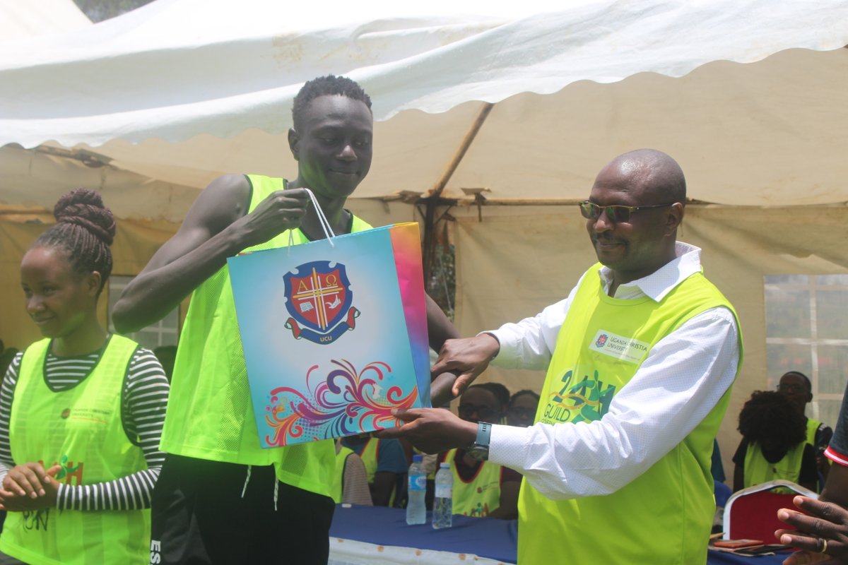 UCUniversity's tweet photo. Best performers at the Annual #ucuguildrun receive prizes, handed over by the Chief runner- Brig. Felix Busizoori, Commander of SFC. https://t.co/4fbw8BFtjb