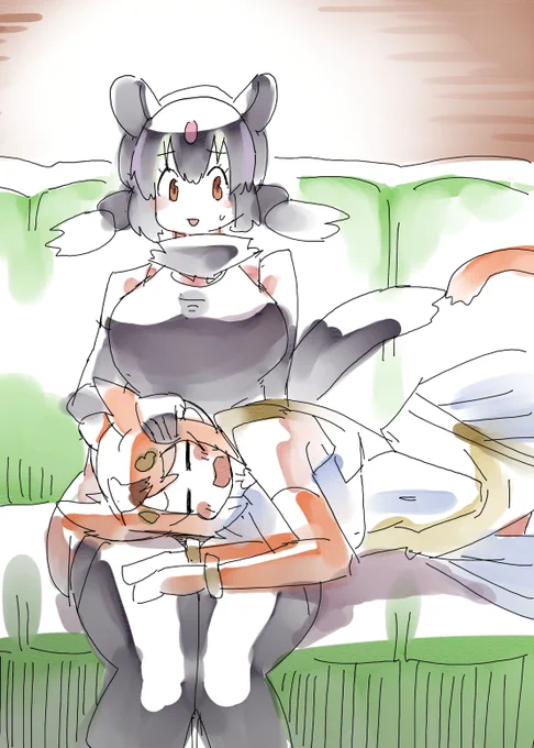 キンシコウ疲れるとアイアイちゃんに思う存分甘えてそうでうらやましい #けもフレ3 