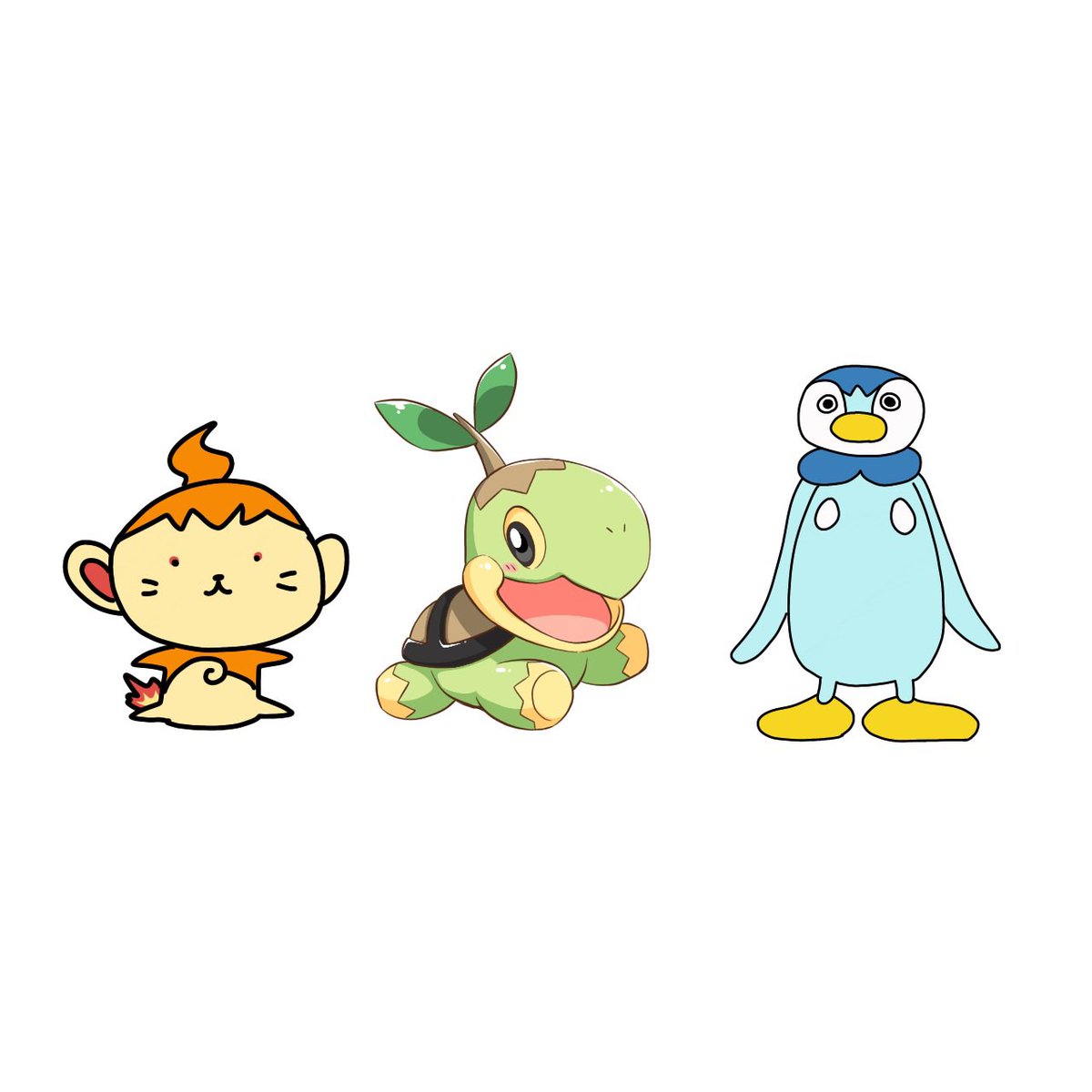 piplup pokemon (creature) no humans starter pokemon trio white background open mouth standing closed mouth  illustration images
