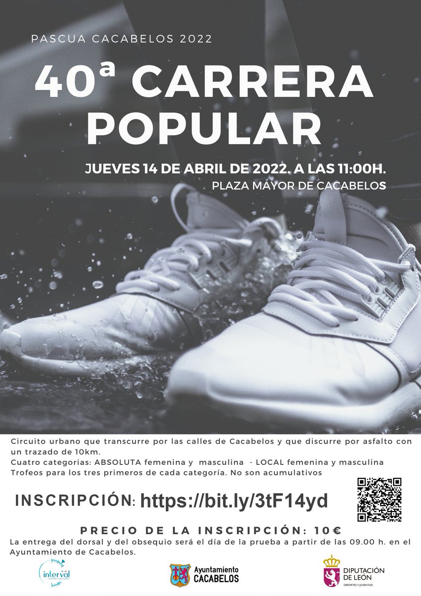 aytocacabelos's tweet photo. 40ª Carrera Popular - Pascua 2022 🥇🥈🥉
Jueves 14 de Abril de 2022 a las 11:00h. Plaza Mayor de #Cacabelos
Enlace de inscripción: https://t.co/2v05NnArN3
#Running #Bierzo https://t.co/LfGBXKVRMq