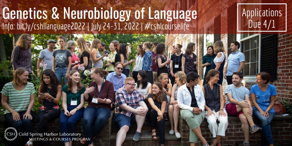 Please tell friends &amp; colleagues about this unique course "Genetics &amp; Neurobiology of Language", led by me, <a href="/kateewatkins/">Prof Kate Watkins</a> &amp; <a href="/davidpoeppel/">David Poeppel</a>. Expert tutors, interactive talks &amp; debates, all in a beautiful setting. Scholarships available. 1 week left to apply! bit.ly/cshllanguage20…