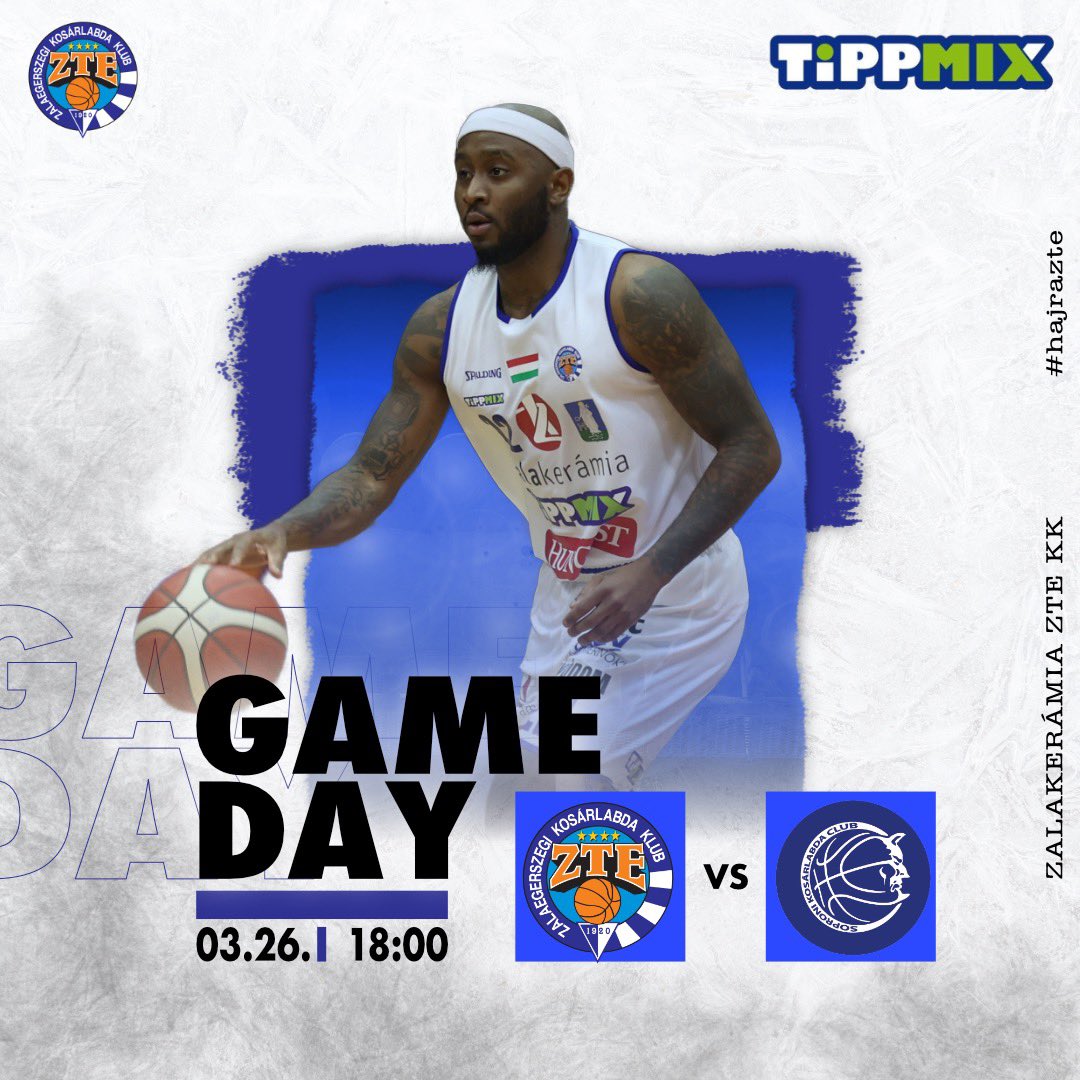 NB1/A Alapszakasz 2️⃣6️⃣. forduló 🔵⚪️
🏀 <a href="/zte_kk/">Zalakerámia ZTE KK</a> - Sopron KC
🏢 Zalakerámia Sport-és Rendezvénycsarnok
⏱ 1️⃣8️⃣:0️⃣0️⃣
🎫 jegy.ztekosar.hu/zte-sopron

Hajrá Fiúk! 💪🏻

<a href="/zte_kk/">Zalakerámia ZTE KK</a>