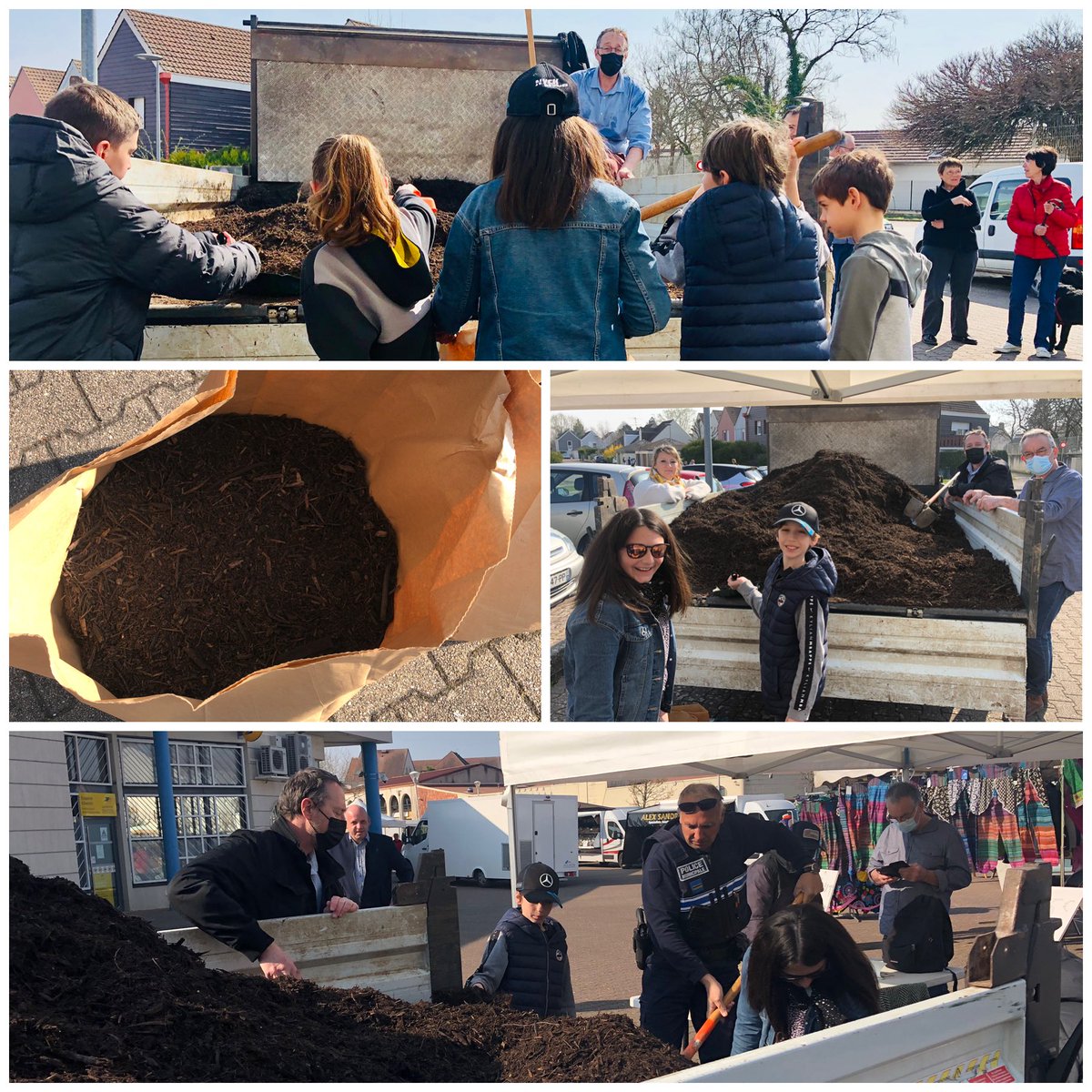 Distribution gratuite de compost par le Conseil Municipal des Jeunes sur le marché de Genlis ce matin. #partenariatSmictom