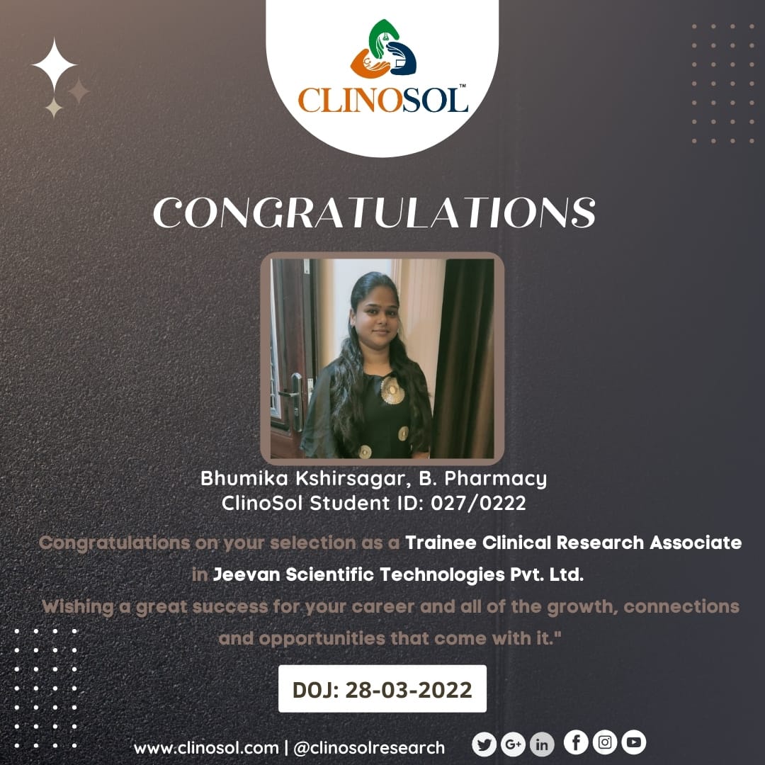 ClinosolGlobal's tweet photo. #Congratulations, #ClinoSol wishes you all the #success in your Job Opportunity. All the best for your career ahead! https://t.co/3j9DQCt2ZQ
