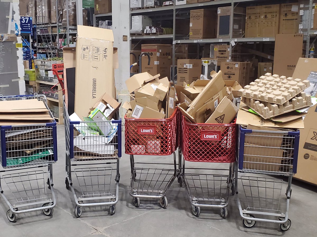 Lowes2209's tweet photo. With #inventory less than 2 weeks away, #lowesofpresqueisle is getting VERY SERIOUS about our #cardboardchallenge!
What used to be just freight, is now shelved #merchandise for our customers’ spring home projects!
#R18merch @Anthony_Battle1 https://t.co/Y5hQeeqiN7