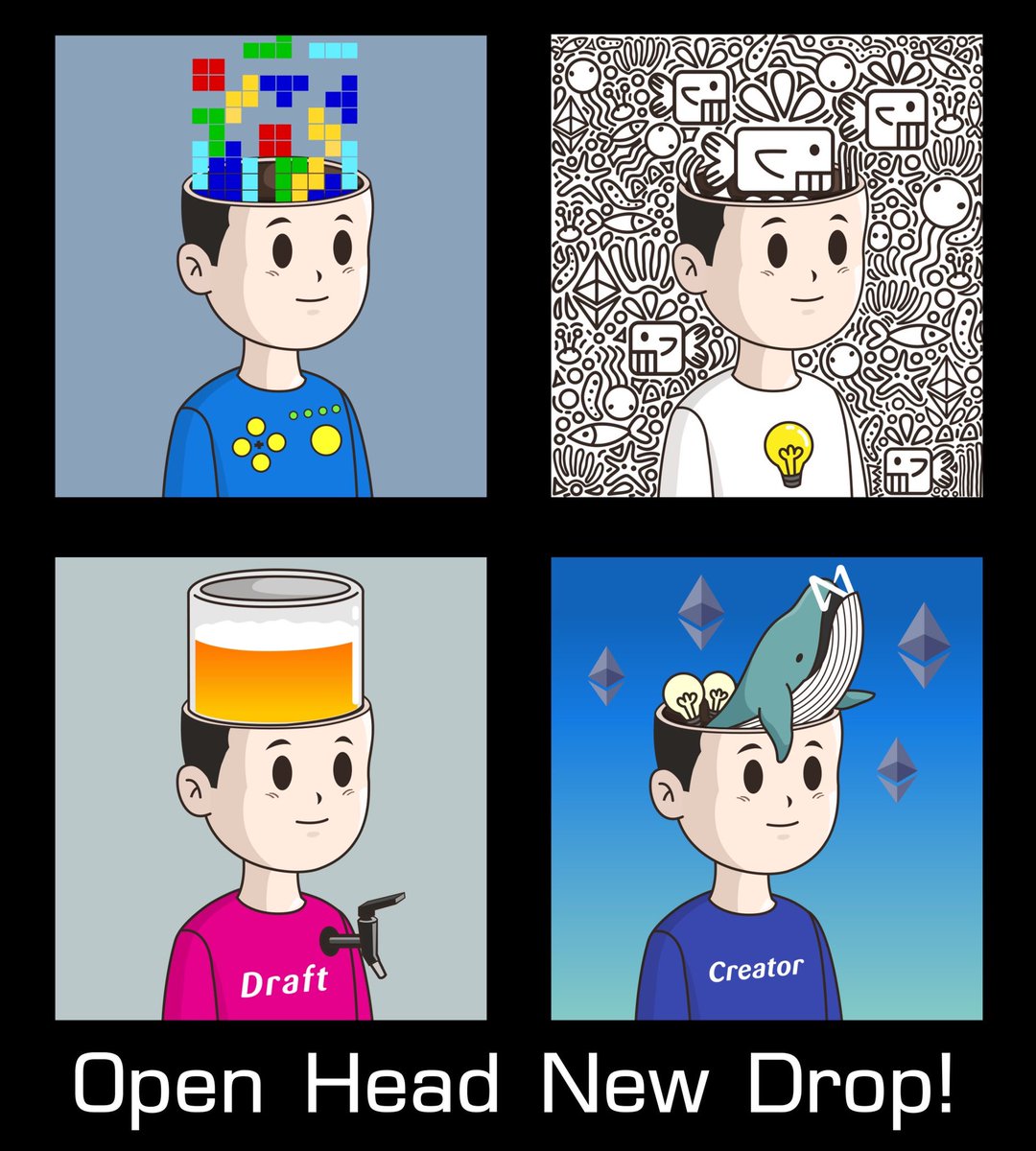 BdoxNft's tweet photo. Open Head new drop!
https://t.co/AuIMaTugIY https://t.co/kBWVSLu8Xd