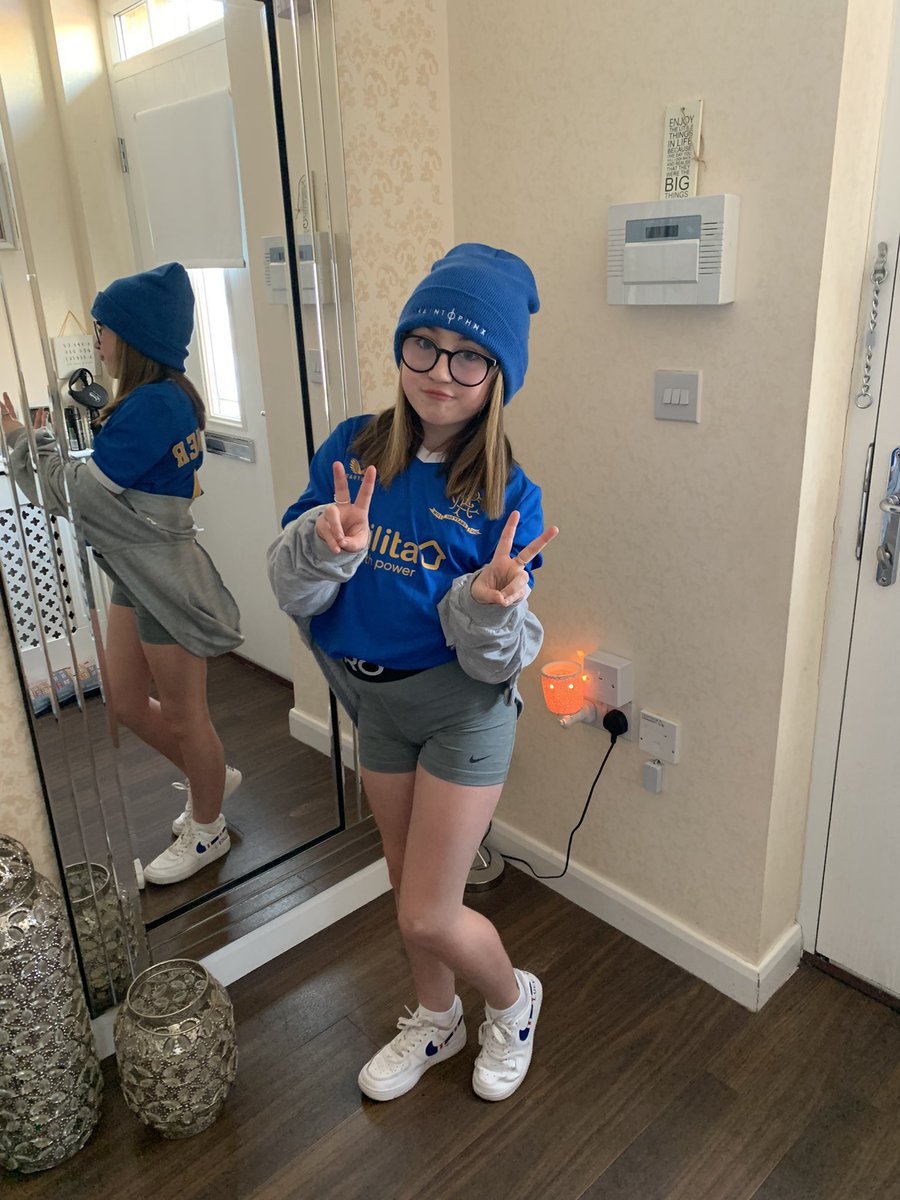 clare_gordon's tweet photo. Lucy off to her “Happy Place” don’t know if she’s more excited about the game or the fact @saintphnx are playing at half time. @pretty_blue82 @StevieJukes @aajukes https://t.co/zjpzXQBlg6