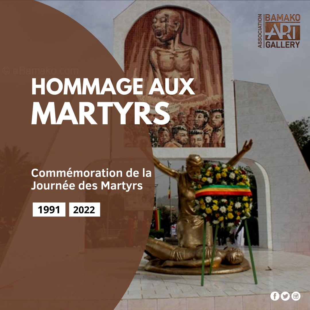 BagAssociation's tweet photo. En ce jour commémoratif de la #JournéeDesMartyrs, l' Association BAG rend
Hommage à tous nos martyrs, une forte pensée à l'endroit de tous.🙏🏽

#26mars2022 #MartyrsDay
#BamakoArtGallery #artcontemporain #Mali https://t.co/lBvMM9B4H8