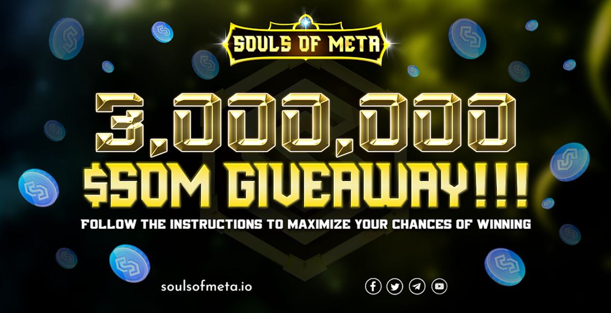 🔰 Souls of Meta Airdrop
🎁 Reward Pool: 3,000,000 $SOM
👥 Referral: +10 Entries 
🧶 Rate: ⭐️⭐️⭐️⭐️⭐️
🗓 Distribution Date: After IDO

📚 Airdrop Link: wn.nr/9RmVx2

📡 Website: soulsofmeta.io #AirdropRampage