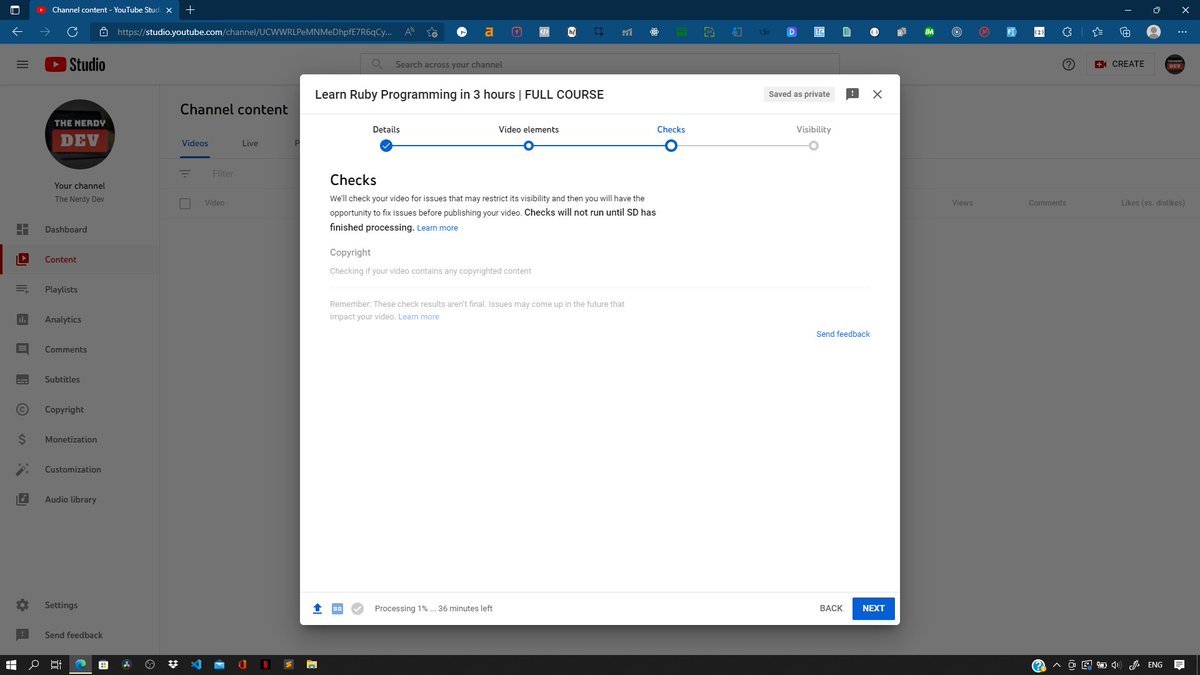 Uploading in process for my new video on YouTube...

It's on Ruby Programming language ♦️

#100daysofcode #programming #CodeNewbie #ruby