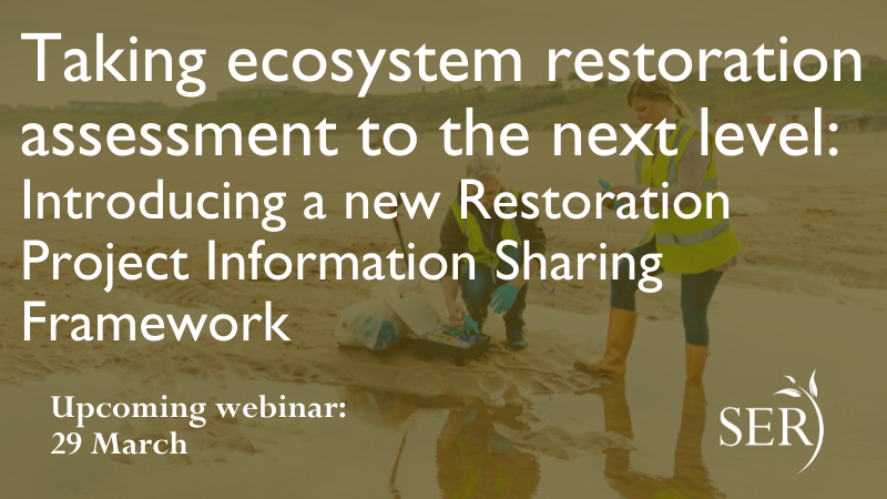 Upcoming webinar! 📣
Join Bethanie Walder, SER Executive Director, to learn about the Restoration Project Information Sharing Framework, which was designed to support more coordinated global tracking of trends in ecosystem restoration. 
Register: us02web.zoom.us/webinar/regist…
