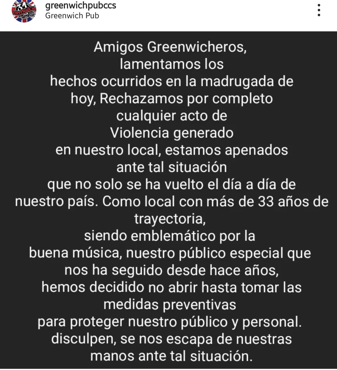 rcamachovzla's tweet photo. #Caracas El local Greenwich en Altamira cerrará hasta nuevo aviso por el hecho q ocurrió durante la madrugada. Uno de los agresores Cicpc, identificado como Det Agregado Daniel Colombo, se encontraba con un amigo y se genera una discusión con uno de los clientes en el local. La https://t.co/6wJt71bdJw