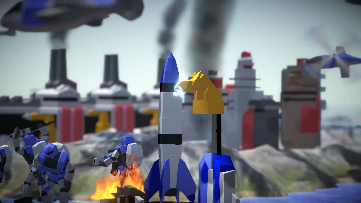 Imphenzia's tweet photo. In a Line War match today I built two offensively placed launch pads, one nearly got shot down by enemy air, but I managed to launch both rockets into the enemy base =) #screenshotsaturday @LineWarGame #madewithunity #lowpoly #gamedev #indiedev https://t.co/EQXeZkcRlR