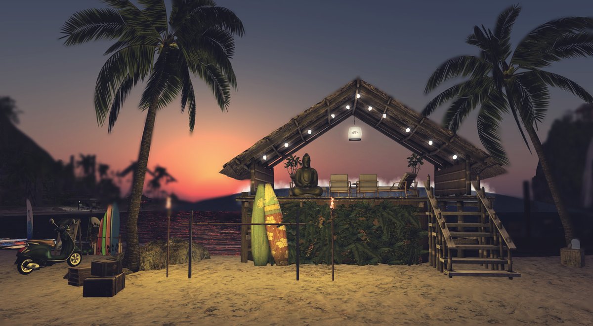 RHelendale's tweet photo. **NEW** Viewing Platform @ Asian Dreams - Sit, chat, chill with friends while watching the beautiful Bali Sunset and Surf https://t.co/0y5uoVYpPT #SecondLife @SecondLife https://t.co/6G1ttC17gX