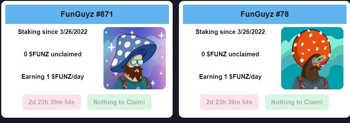 DegenConsolting's tweet image. already staked @FunGuyzNFT #funfam #funguyz