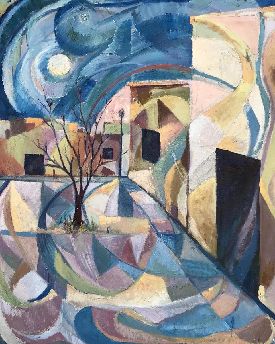 “El pueblito a la luz de la luna” Óleo sobre lienzo 100cm x 80cm #lauropedraza obra en exhibición: makeartgallery.com 🎨🇮🇹🇲🇽🎨