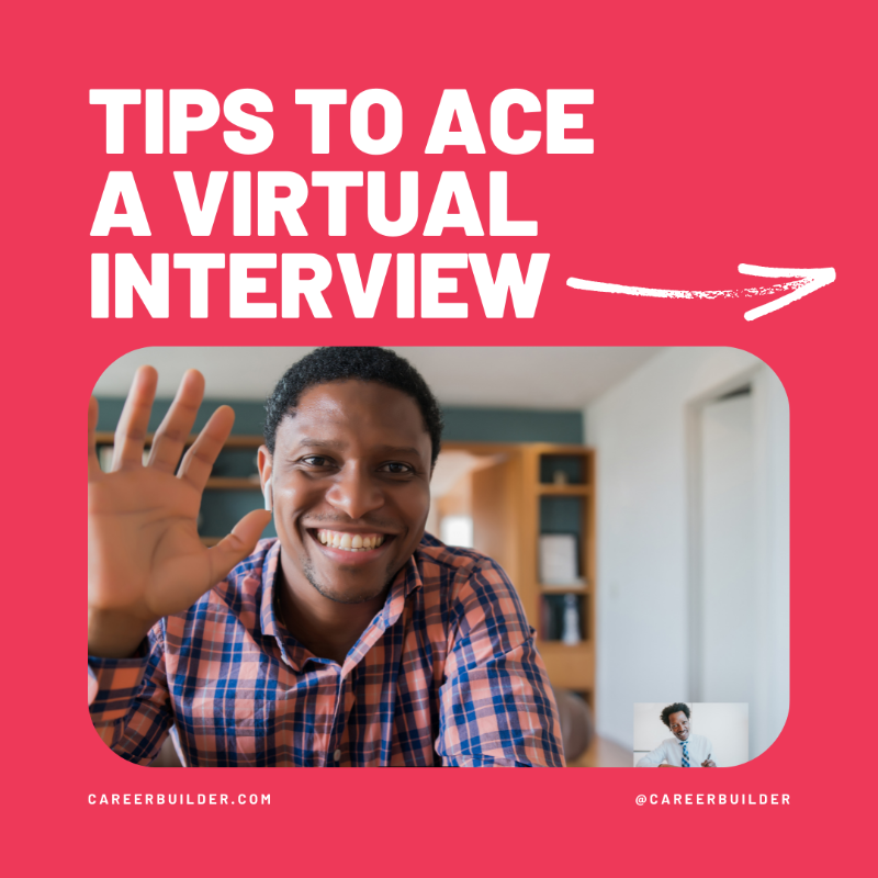 CareerBuilder's tweet photo. As #WFH jobs and remote positions grow in demand, so does the practice of virtual interviews. Whatever position you’re pursuing, we’ve got tips to help you present a professional image on screen every time. #remoteinterview