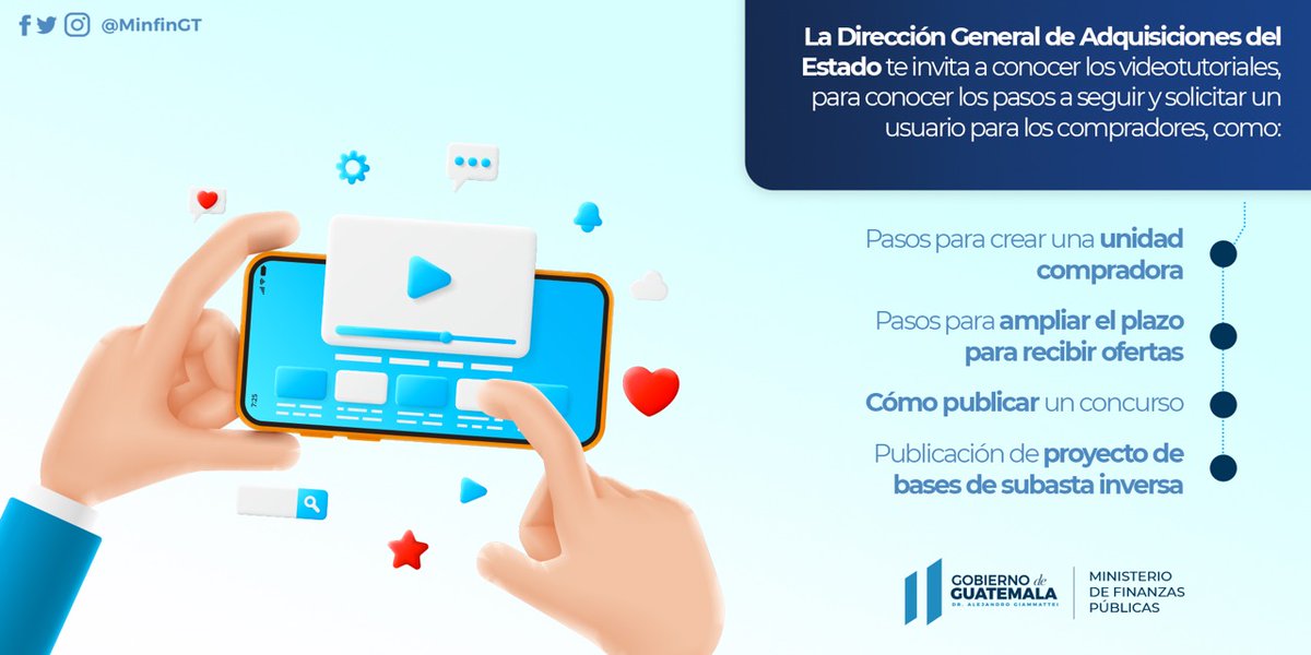 MinfinGT's tweet image. #GestiónMinfin | ¿Eres usuario de #Guatecompras y tienes dudas sobre los procesos dentro del sistema 🤔? 

Encuentra un listado de #Videotutoriales 🖥️ que te ayudarán. 

Ingresa al link ➡️: bit.ly/37cr6QG