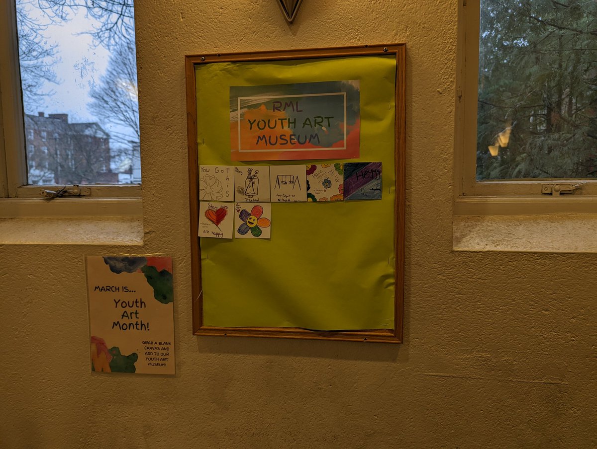 Celebrating youth art month at my new job! I'm in love with the fact that when told to share their art, everyone created an inspirational and supportive image. Super excited to get to work with such awesome teens and see what they create next! #library #youthartmonth