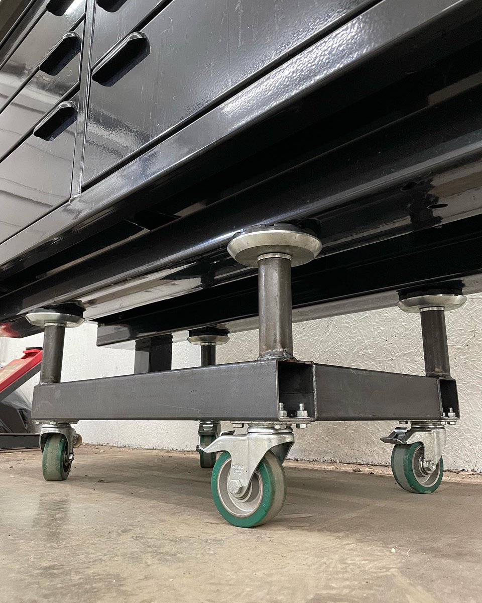 EricTheCarGuy's tweet photo. I love this cart! It saved so much time and effort moving my @BadassWorkbench which, loaded with tools, weighs as much as a Honda Civic. BTW it rolls just as easy as it did with the subframe on it. #etcgshop #genius #moving #homemadetools #badassworkbench https://t.co/EXXyjbtBh4