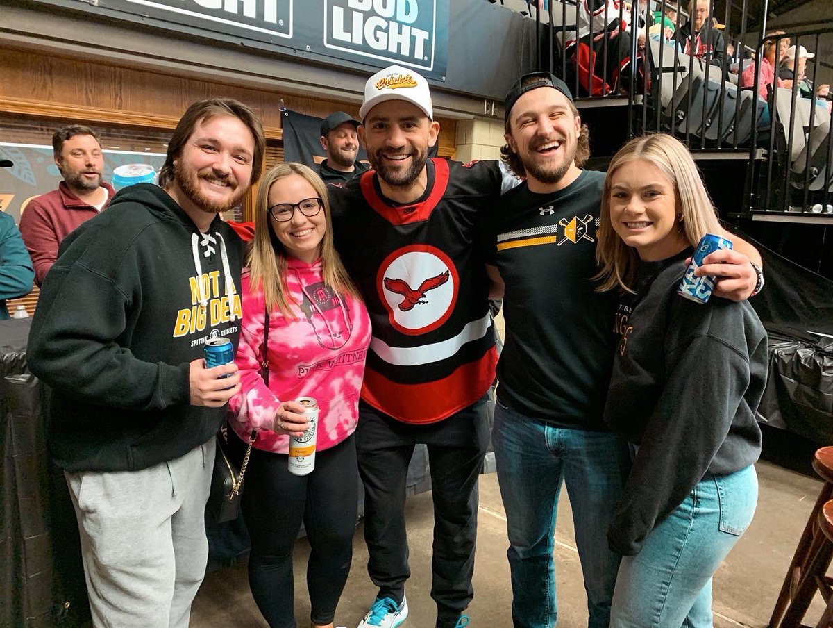 Ashley Kaiser's tweet - "Nailers got the W last night. 🏒 We got to meet  retired Nailer and NHL player Paul Bissonnette AND some of the Barstool  boys! @barstoolsports @WheelingNailers @BizNasty2point0 @MikeGrinnell_ @