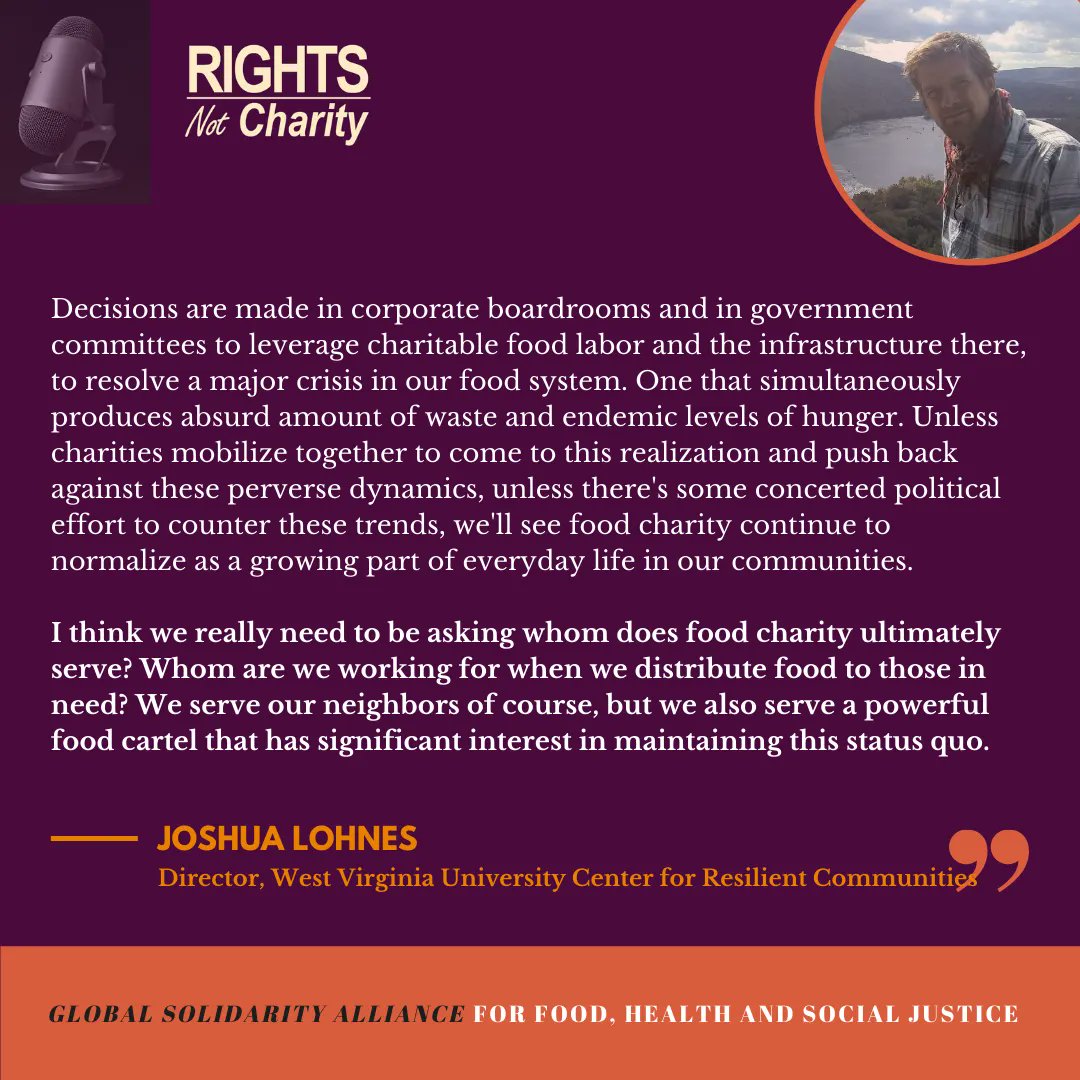 Rights not Charity (@righttofoodgsa) on Twitter photo The expansion of food banks is a political project driven by corporate interests. In this #rightsnotcharity episode, learn about how we can collectively resist these dynamics across food, labour, health, and housing systems. buff.ly/3KUCMpT @eatingwaste <a href="/josuelohnes/">Joshua Lohnes</a> The expansion of food banks is a political project driven by corporate interests. In this #rightsnotcharity episode, learn about how we can collectively resist these dynamics across food, labour, health, and housing systems. buff.ly/3KUCMpT @eatingwaste <a href="/josuelohnes/">Joshua Lohnes</a>