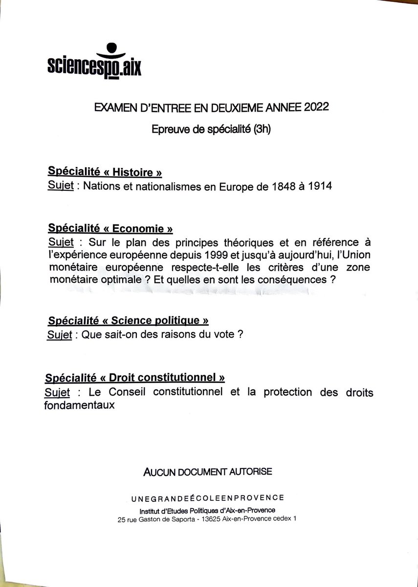 Baptistebenoit's tweet image. 📝 Sujet #spécialités  pour le concours #sciencespo Aix ➕1️⃣ ➡️ merci @dorianbal et bonne chance 🍀 à tous #iep
