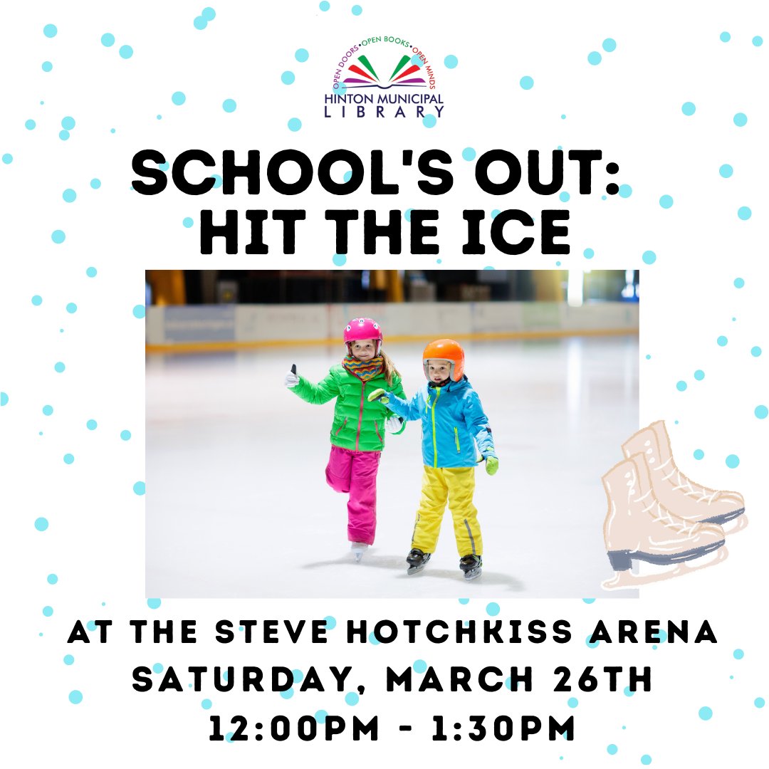 Grab your skates and head to the Rec Centre to hit the ice! Entry to the Steve Hotchkiss Arena is completely free during our time slot. You can also sign up for a library card and take home some books! ❄️⛸️