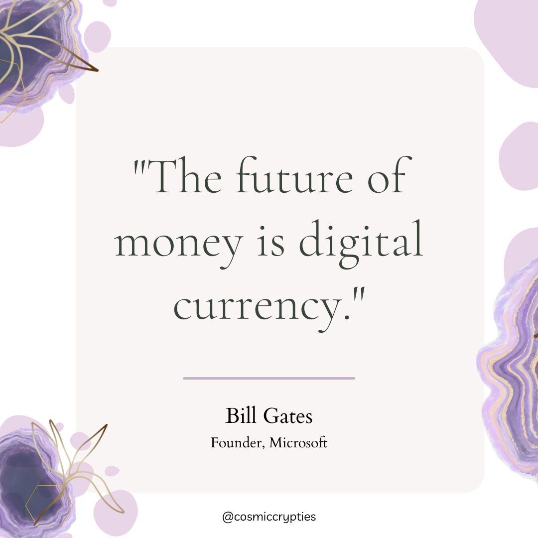 cosmiccrypties's tweet photo. ✨ We are heading towards a future of digital currency where cypto will be what the new "online banking" was back when cash was the normal form of payment. https://t.co/a8jtLn0Waq