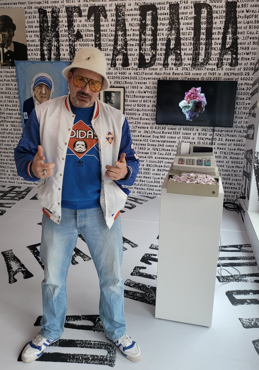 I just visited the amazing exhibition of <a href="/kennyschac/">kenny schachter</a> at the Crypto Kiosk in Berlin. It was a great suprize to see the audiovisual artwork from <a href="/Reeps1/">Harry Yeff</a> and <a href="/TBaoCreate/">Trung Bao</a> on the screen behind me. #nftart