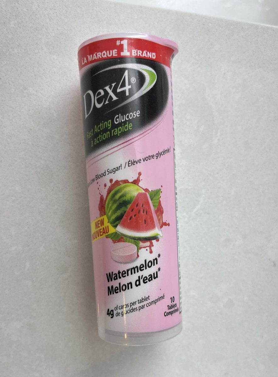 KellyRawlings's tweet photo. Argh diabetes math. 4g carb per tablet, 10 tablets per container, serving size 4 tablets or 4g, 16g carb per serving, number of servings in tube about 2 (or actually 2.5). And my burning question is where can I get big containers of all-watermelon? #T1D #T2D #diabetes #hypoAware https://t.co/tGIcqnLYom