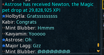 SoA_RS's tweet photo. Don't stop believing~

-Astrose achieved 119 DG!~ I can smell that comp cape :D
-Astrose being the over achiever and unlock Newton the Magic Pet at 29.8m too!~
-Remember me letting you know that I smell a Comp cape? Well after all that; she unlocked hers :D

Congratulations!~ https://t.co/Pa5lYaUC7y