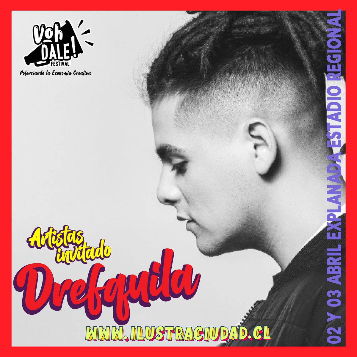 DREFQUILA (<a href="/dref_kun/">DrefQuila</a>) estará en VOH DALE FESTIVAL 📣 este 3 de abril en la explanada del estadio regional!

📌 Entrada es gratuita y abierto a todo público ✨

Imperdible!!

#antofagasta
