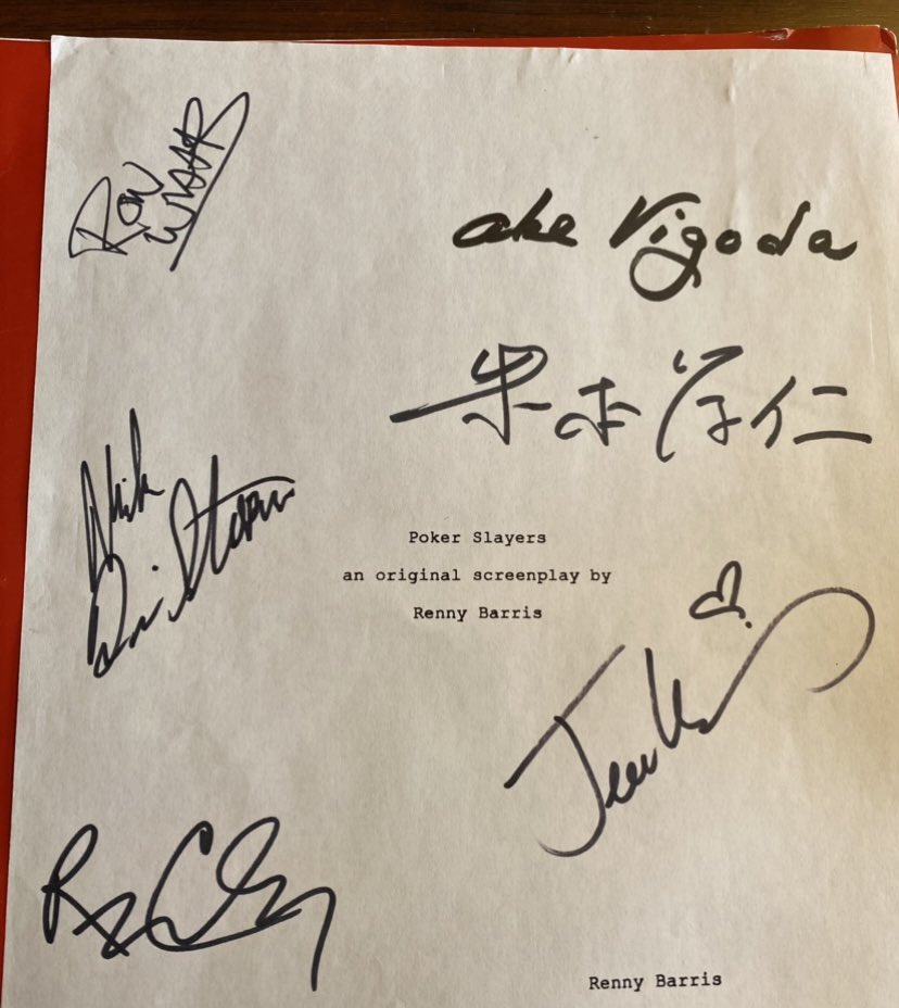 Very cool to have my autograph on a script alongside Tessio from The Godfather, the great ABE VIGODA. This was ABE’S final film before he passed away. Poker Slayers is Rounders meets Saw,with a modern day twist on Agatha Christie's Ten Little Indians. I voiced the NYC cab driver.