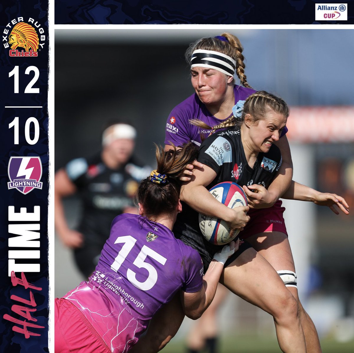 ExeChiefsWomen's tweet photo. HALF TIME: @exechiefswomen 12 @LightningRugby 10

#EXEvLOU https://t.co/3NVJsCB5ge