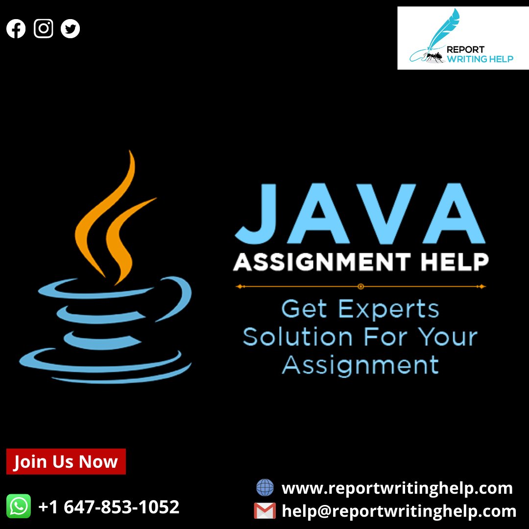 ReportWritingH1's tweet image. Be confident! Because you choose our online java assignment help services.
Order your task Now.
#javaassignment #javahomeworkhelp #onlinejavahelp #assignmenthelp #javaprogramminghelp #onlinejavaprogramminghelp #javahelp