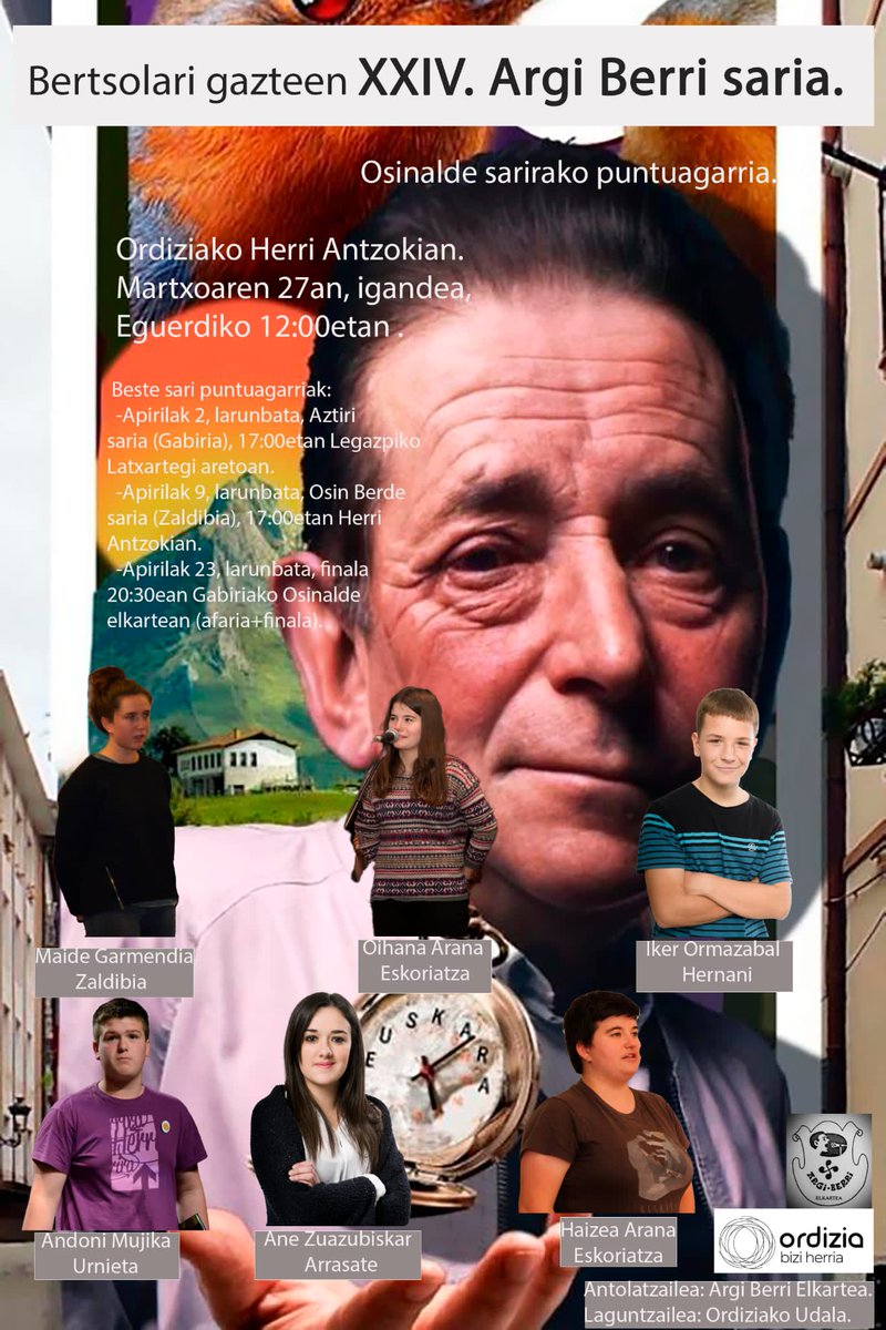 Argi Berri saria ate joka daukagu!

Bihar 12:00tan Ordiziko Herri Antzokian. 

Bertaratu!