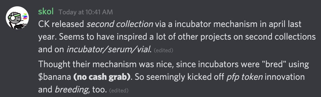 skol_abides's tweet image. mad respect for @CyberKongz

MANY of the cool things in the pfp space were created by April 2021

0 cash grabs. All Kongmunity.

Inspired:
✅ second pfp collection
✅ incubator/serum/vial
✅ breeding
✅ pfp token ($banana)
✅ no cash grab (breeding via $banana yield, not eth)