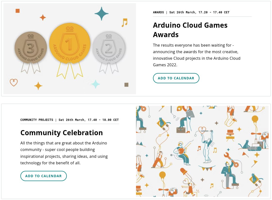 arduino's tweet image. Join us for the final session of today, and #ArduinoWeek2022! 🥳 It's been an amazing ride and we've loved the engagement with the community. Come and see the last, BIG events, including the finals of the #ArduinoCloudGames, starting in 5 minutes! 🏆🏆🏆
youtube.com/watch?v=AqgJ17…