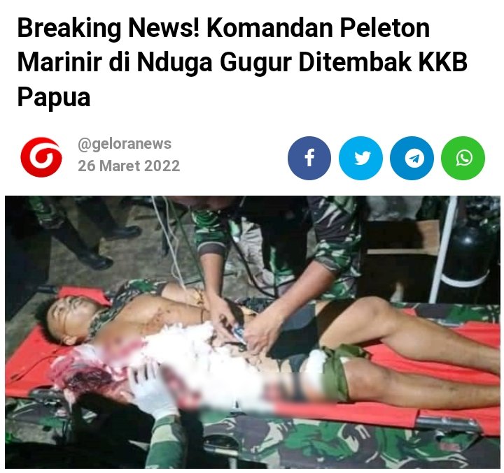 Lagi dan lagi putra terbaik bangsa harus meregang nyawa demi menjaga ibu Pertiwi, padahal teroris bersenjata ini sudah berkali-kali membantai tapi terkesan dibiarkan.
Kapan Densus 88 Anti Teror terjun ke sana ?
Apa Mungkin Baliho Lebih Berbahaya Ketimbang Teroris Bersenjata Ini ?